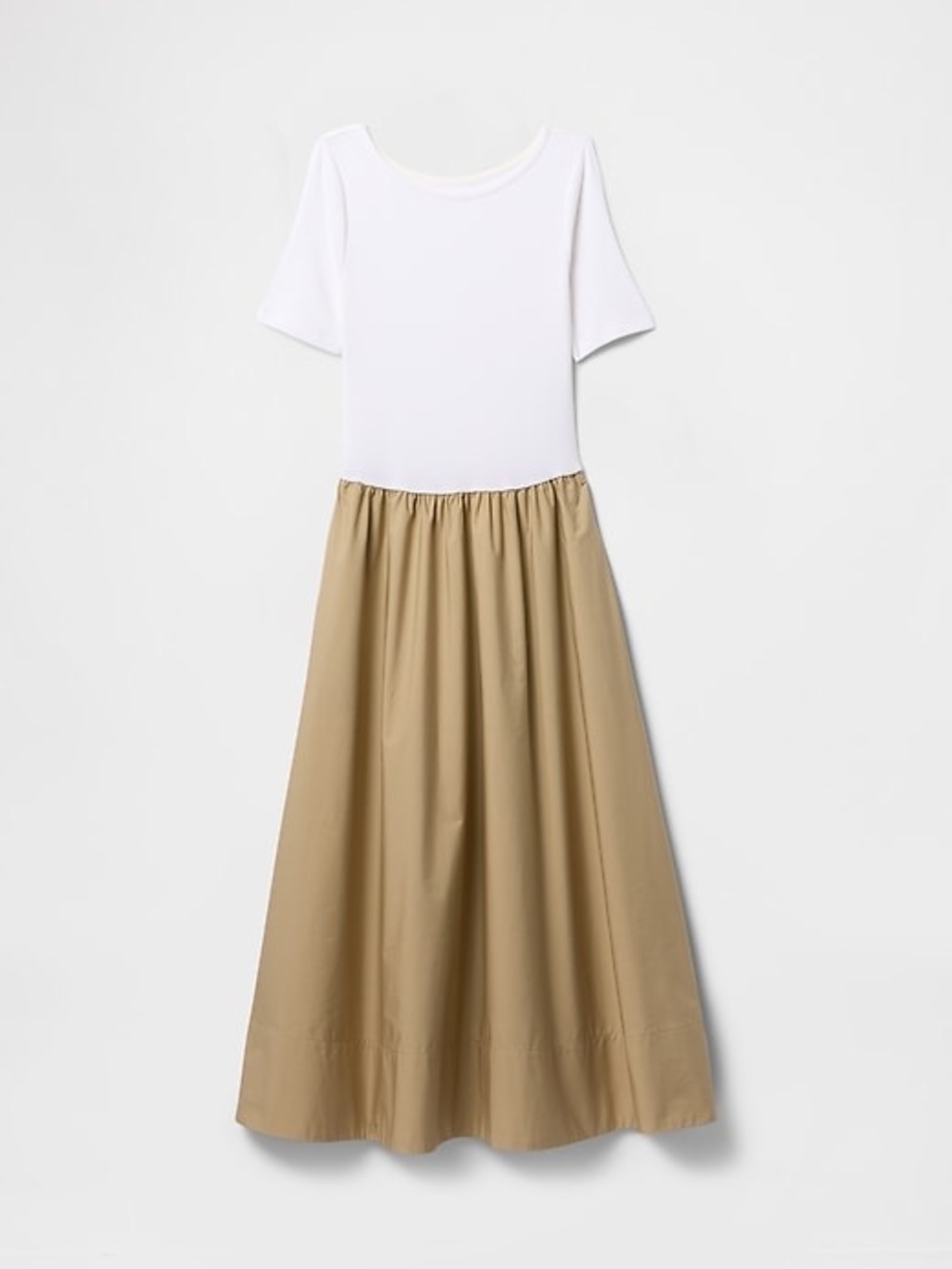 GAP White & Tan Two-Tone Maxi Dress Modern Rib Mixed Media Pockets XL Tall